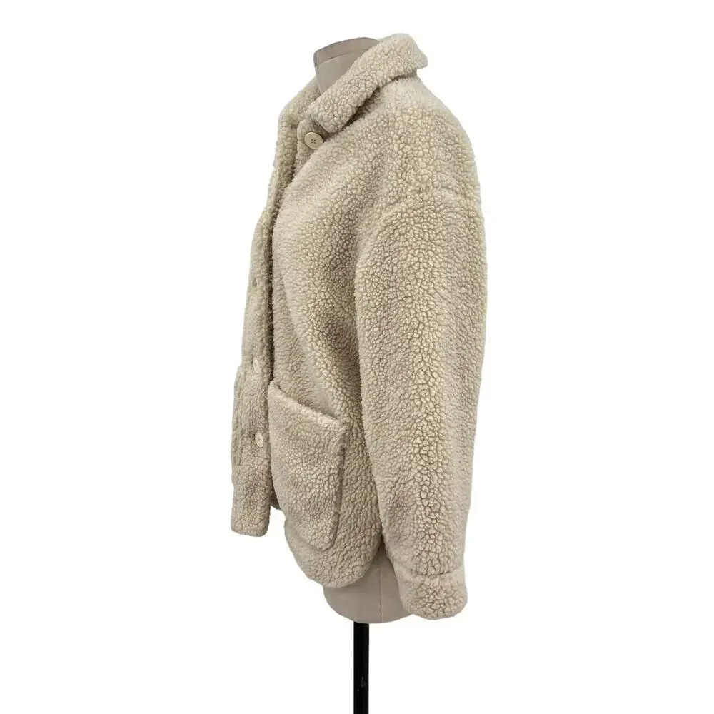 Madewell Sherpa Walton Shirt-Jacket Cream Ivory‎ Button Down Size XS - Picture 6 of 10